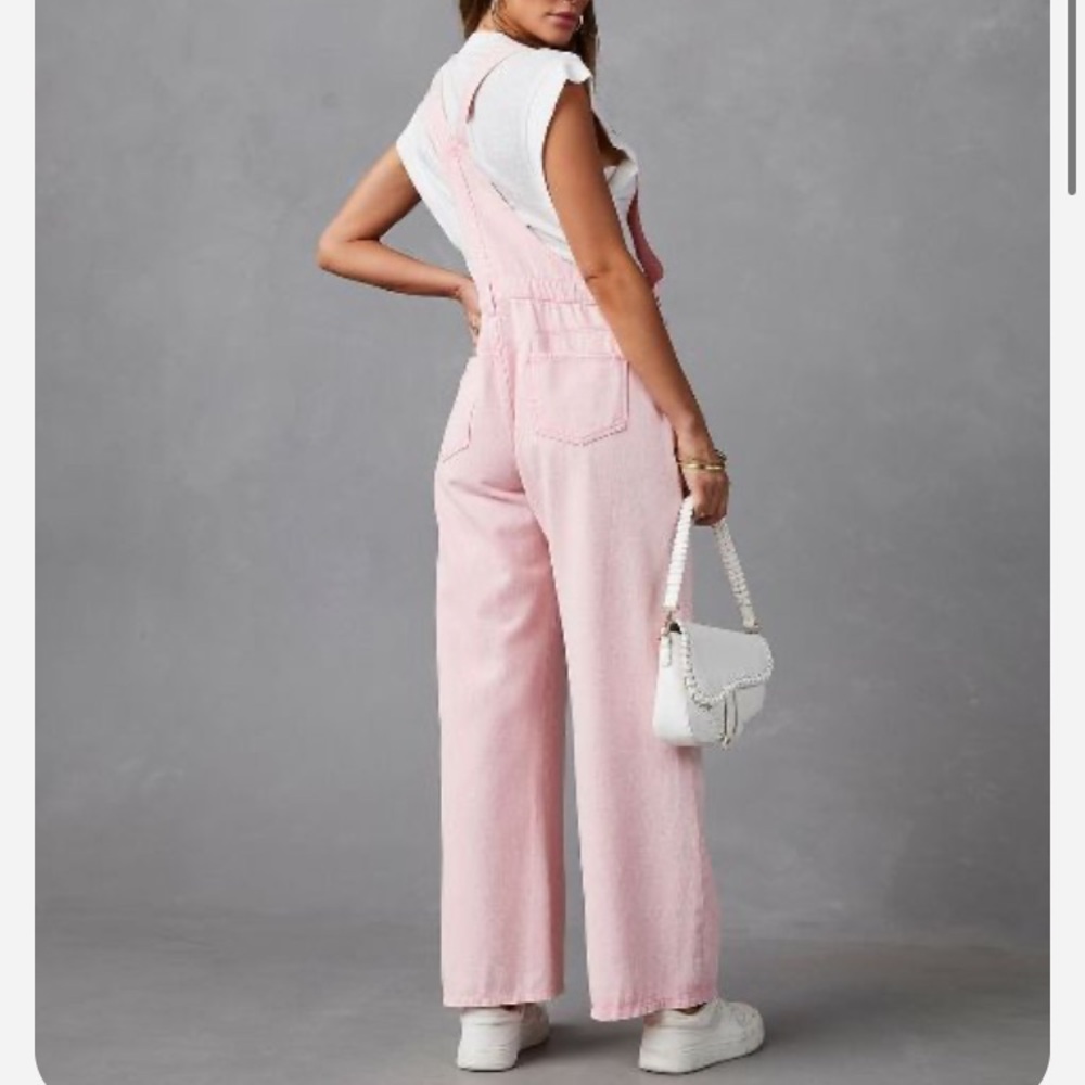 Vici She + Sky Pretty in Pink Denim Overalls, NWOT Sz S - Picture 14 of 16